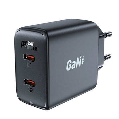 Picture of Acefast Fast charger GaN 35W PD 2x USB C Acefast A49 - black