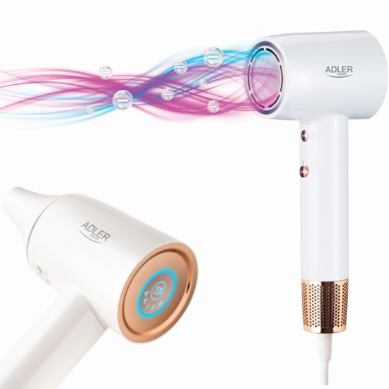 Изображение Adler Hair Dryer | SUPERSPEED AD 2272 | 1800 W | Number of temperature settings 3 | Ionic function | White