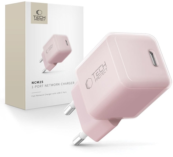 Picture of adowarka sieciowa Tech-Protect NCM25 USB-C Network Charger PD 25W Baby Pink