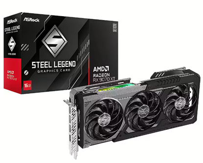 Attēls no ASRock Radeon RX 9070 XT Steel Legend Dark Video Card 16GB DDR6