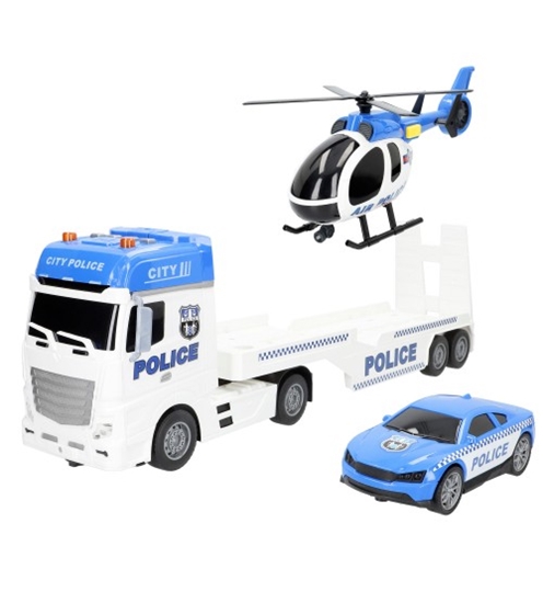Picture of Auto treilers Police ar mašīnu un helikopteri (gaisma, skaņa) 59 cm CB39050