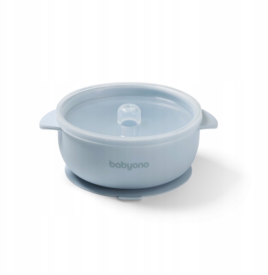 Изображение BABY ONO 1662/01-SILIKONOWA MISECZKA Z    PRZYSSAWK I PRZYKRYWK NIEBIESKI