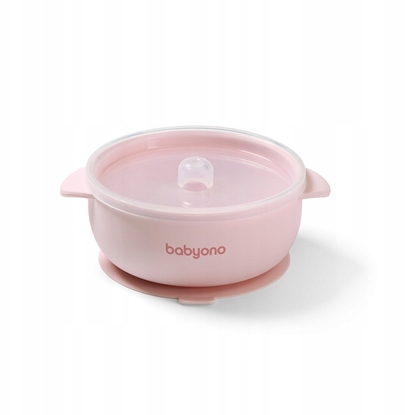Изображение BABY ONO 1662/02 SILIKONOWA MISECZKA Z    PRZYSSAWK I PZRYKRYWK RÓOWY