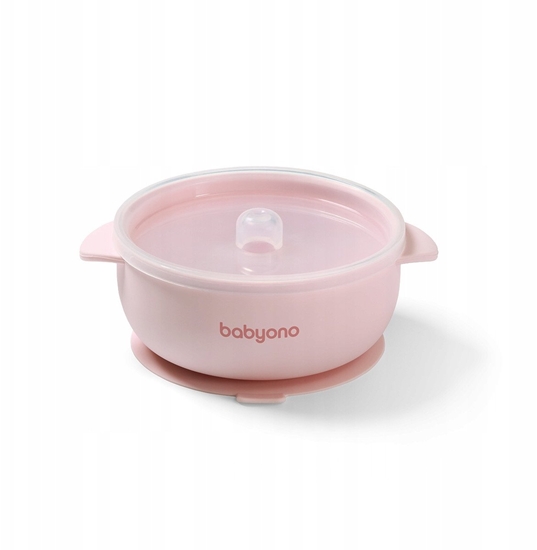 Picture of BABY ONO 1662/02 SILIKONOWA MISECZKA Z    PRZYSSAWK I PZRYKRYWK RÓOWY