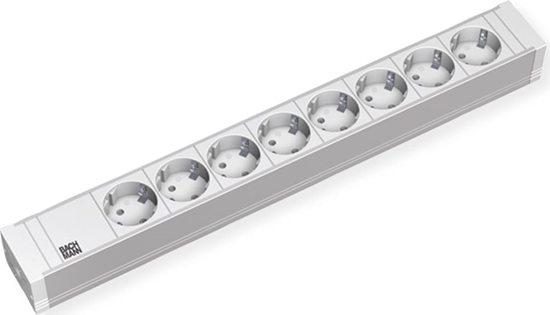 Picture of Bachmann 19'' PVC 8x socket strip with earthing contact, 2.0m earthing contact plug
