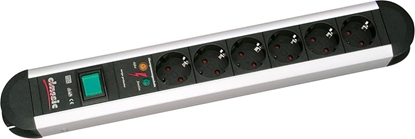 Picture of Bachmann PRIMO socket strip, 6x earthing contact, overvoltage protection, aluminium, switch, 1.75 m