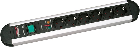Picture of Bachmann PRIMO socket strip, 6x earthing contact, overvoltage protection, aluminium, switch, 1.75 m