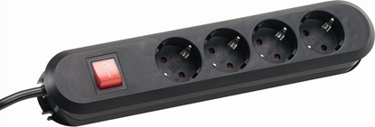 Picture of Bachmann SMART socket strip 4x earthing contact, switch, black, 1.5 m