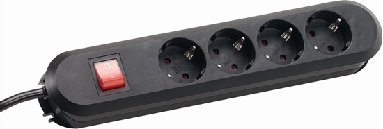 Picture of Bachmann SMART socket strip 4x earthing contact, switch, black, 1.5 m