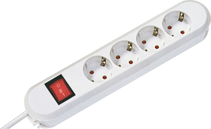 Picture of Bachmann SMART socket strip 4x earthing contact, switch, white, 1.5 m