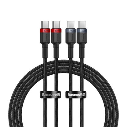 Изображение Baseus Baseus Cafule USB-C / USB-C 100W cable 2 m - red-black and black-gray (2 pcs.)