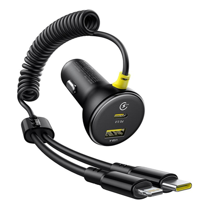 Attēls no Baseus Circular Plastic Car Charger (C+C) + (C&L) 
