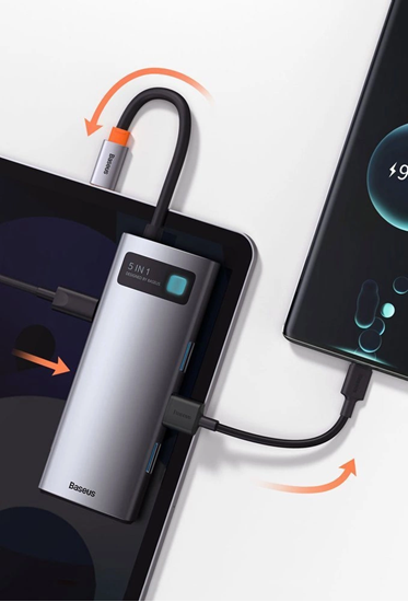 Picture of Baseus Metal Gleam Series Hub 5in1 / USB-C to 3x USB 3.0 / HDMI / USB-C PD