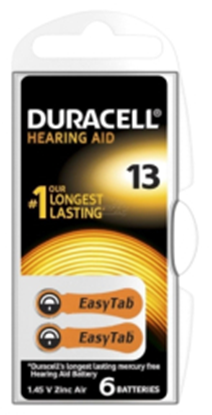 Изображение Baterijas Duracell Hearing Aid 13 (A13) 6-paka