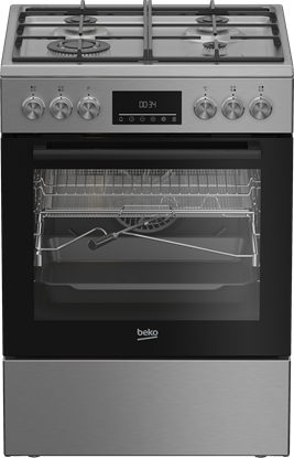 Picture of BEKO Cooker | FBMA61330GXDT | Hob type Gas | Oven type Electric | Stainless Steel | Width 60 cm | Grilling | LED | Depth 60 cm | 72 L