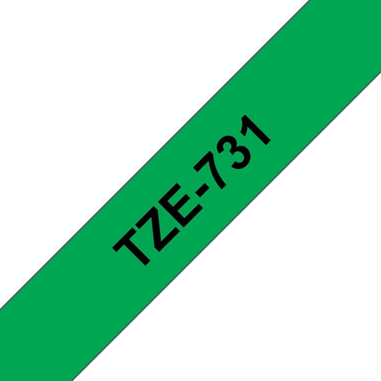 Picture of Brother labelling tape TZE-731 green/black  12 mm