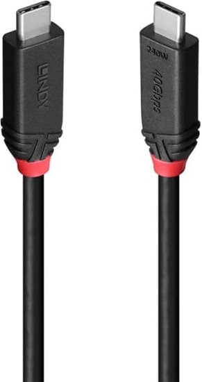 Picture of CABLE USB4 240W TYPE C 2M/BLACK LINE 37002 LINDY