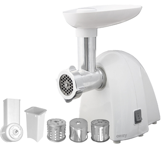 Picture of Meat mincer | Camry | CR 4802 | White | 600-1500 W | Number of speeds 1 | Middle size sieve, mince sieve, poppy sieve, plunger, sausage filler, vegatable attachment.