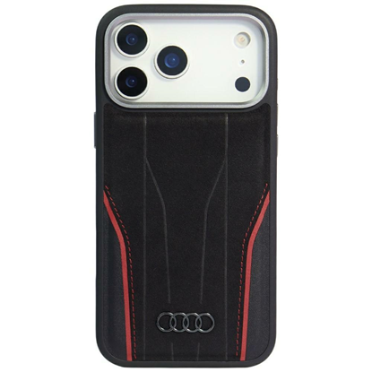 Picture of Case Audi R8 Genuine Leather MagSafe for iPhone 17 Pro black-red