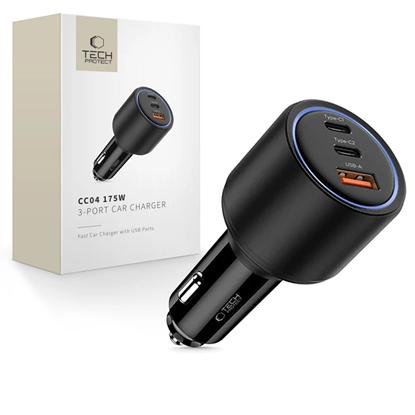 Picture of CC04 3-port PD175W car charger - black