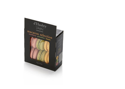 Picture of Cepumi D'HAUBRY Macaroons pistācijas, citronu un zemeņu garša, 6gab., 72g