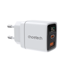 Picture of Choetech Choetech PD6052 USB-C USB-A PD 35W GaN wall charger with display - white