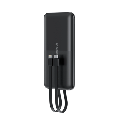 Attēls no Choetech Powerbank Choetech B654 10000mAh 22.5W USB-A / USB-C / micro USB with built-in USB-C / Lightning cable - black