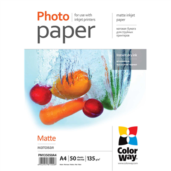 Picture of ColorWay PM135050A4 | 135 g/m² | A4 | A4 | Matte Photo Paper