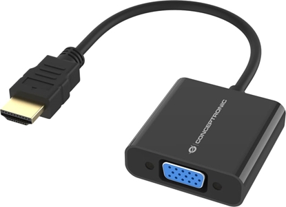 Изображение Conceptronic ABBY20B video kabeļu aksesuārs 0,25 m HDMI Type A (Standard) VGA (D-Sub) Melns