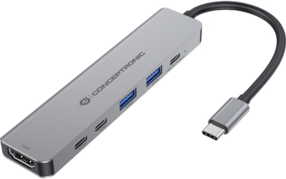 Attēls no Conceptronic Dock 6-in-1 USB-C->HDMI,2xUSB-A,3xUSB-C,100W PD