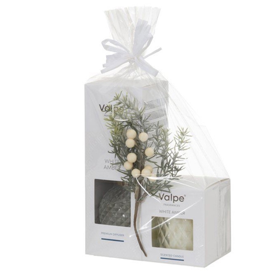 Picture of Dāvanu komplekts Valpe Crystal white amber, arom. kociņi un