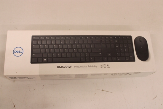 Picture of Dell SALE OUT. Keyboard and Mouse KM5221W Pro Wireless US International (RTL BOX) Pro Keyboard and Mouse (RTL BOX) KM5221W Keyboard and Mouse Set, Wireless, Batteries included, US, REFURBISHED, DAMAGED PACKAGING, MARKS ON KEYBOARD BACK, Black