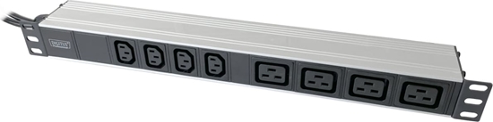 Изображение Digitus Multiple socket outlet with aluminium profile, 4x C13, 4x C14, 2x 16A plug, open end