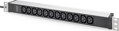 Picture of DIGITUS Socket strip with aluminum profile, 12-way, 2 m cable safety plug