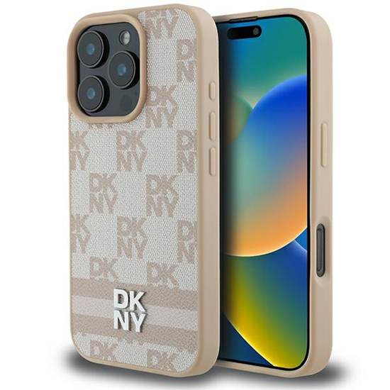 Изображение DKNY Checkered Pattern & Printed Stripes Back Case for Apple iPhone 16 Pro Max