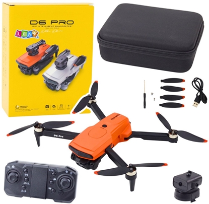 Изображение Dron D6 PRO Podwójna Kamera HD wiata LED Pomaraczowy