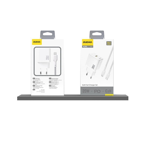 Picture of Dudao A26 PD20W GaN USB-C Charger White