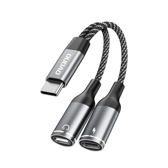 Picture of Dudao L13C+ 2in1 USB-C Adapter - Gray