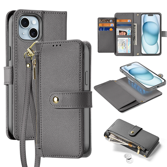 Picture of Dux Ducis Lawa Leather Case for iPhone 15 - Gray