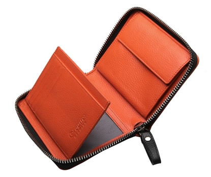 Изображение ESQUIRE ZIPPER WALLET PIPING, Black/Orange