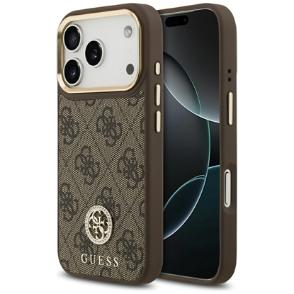 Изображение Guess Apple iPhone 17 Pro Silicone Case with MagSafe Strass Logo Brown