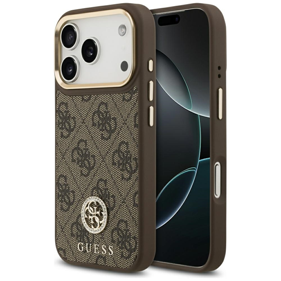 Picture of Guess Apple iPhone 17 Pro Silicone Case with MagSafe Strass Logo Brown