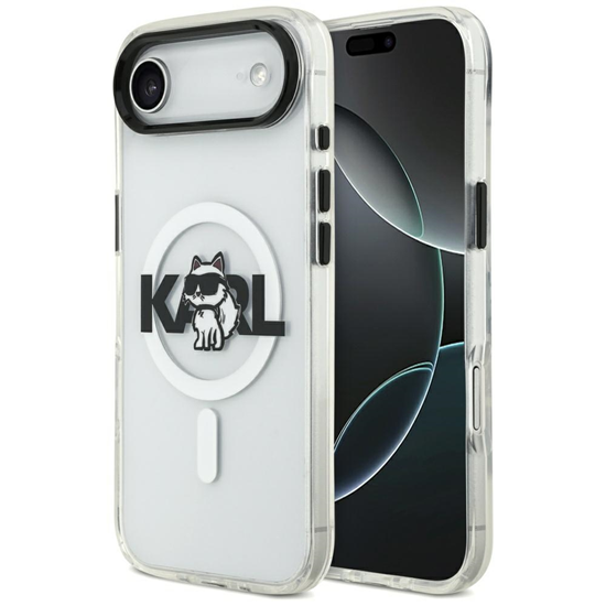 Изображение Karl Lagerfeld Apple iPhone 17 Air Silicone case with MagSafe IML Choupette Sketch Logo Transparent