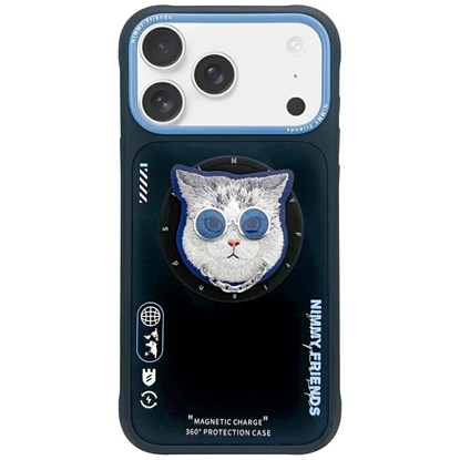 Picture of Etui Nimmy Glasses Cool Cat MagSafe do iPhone 17 czarno niebieski