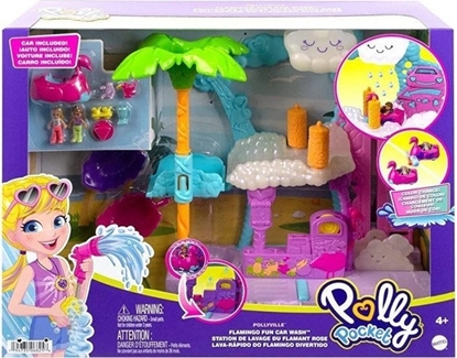 Изображение Figurka Mattel Polly Pocket Flamingowa myjnia Zestaw HHJ05