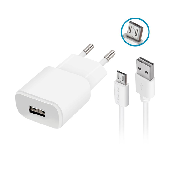 Picture of Forever TC-01 charger 1x USB 2 A white + microUSB 