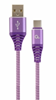 Picture of Gembird USB Male - USB Type C Male Premium cotton braided 2m Purple/White