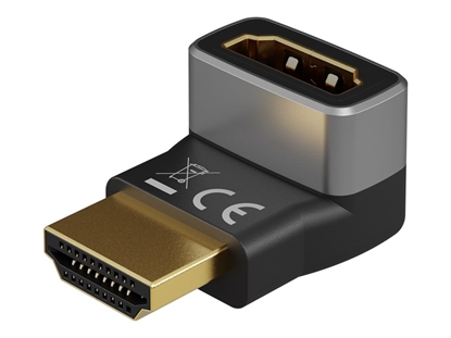 Picture of Goobay 72009 HDMI Angled Adapter 90° Horizontal, 8K @ 60 Hz, Gold-Plated, Black, Silver