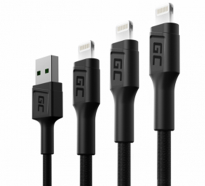 Picture of Green Cell USB Male - Lightning Male x 3 1.2m LED Backlight