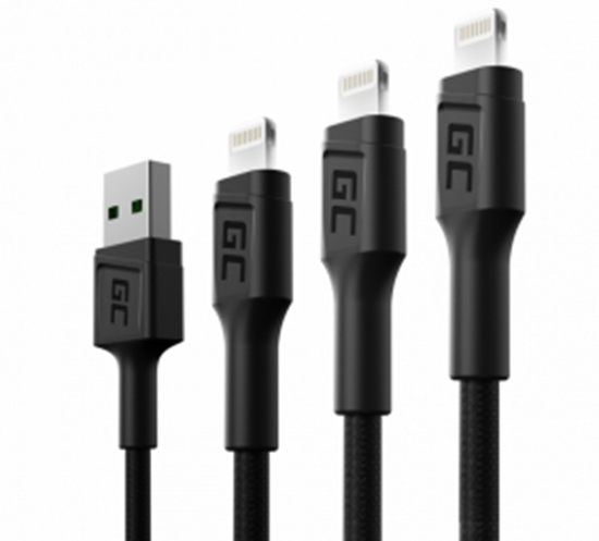 Picture of Green Cell USB Male - Lightning Male x 3 1.2m LED Backlight
